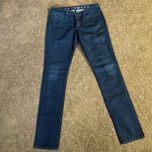 Earnest Sewn Harlan dark wash Slim Straight Leg Jeans Sz 29 insm 34 low/mid rise